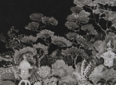 Camille COMBE : Nocturne japonaise, Gravure originale signée