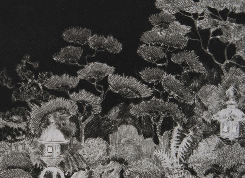 Camille COMBE : Nocturne japonaise, Gravure originale signée