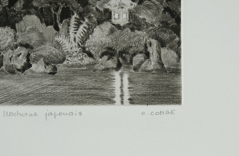 Camille COMBE : Nocturne japonaise, Gravure originale signée