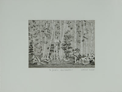 Camille COMBE : Le jardin des bambous, Gravure originale signée