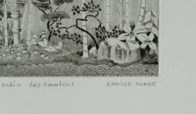 Camille COMBE : Le jardin des bambous, Gravure originale signée