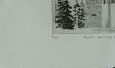 Camille COMBE : La lumière du matin au Kremlin, Gravure originale signée