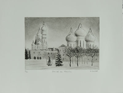 Camille COMBE : Arrivée au Kremlin, Gravure originale signée