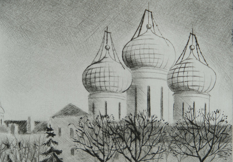 Camille COMBE : Arrivée au Kremlin, Gravure originale signée
