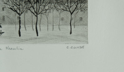 Camille COMBE : Arrivée au Kremlin, Gravure originale signée