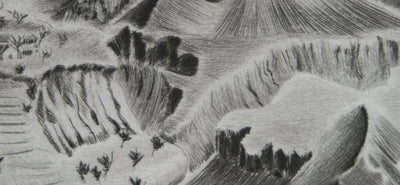Camille COMBE : Paysage du Caucase, Gravure originale signée