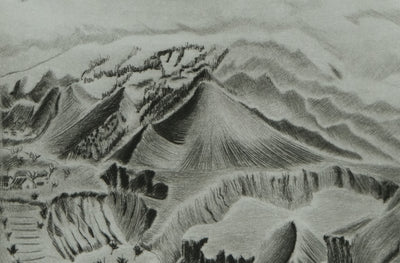 Camille COMBE : Paysage du Caucase, Gravure originale signée