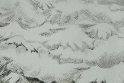 Camille COMBE : Les Karpathes par le hublot, Gravure originale signée