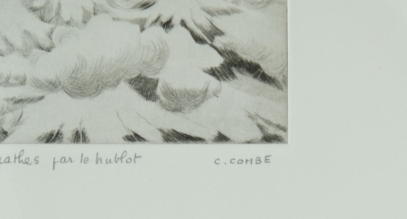 Camille COMBE : Les Karpathes par le hublot, Gravure originale signée