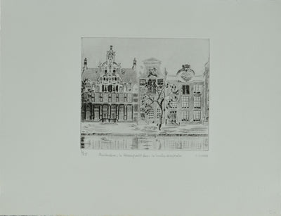 Camille COMBE : Amsterdam, le Herengracht dans la lumière de septembre, Gravure originale signée