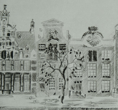Camille COMBE : Amsterdam, le Herengracht dans la lumière de septembre, Gravure originale signée