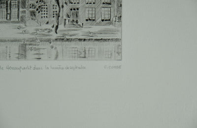 Camille COMBE : Amsterdam, le Herengracht dans la lumière de septembre, Gravure originale signée