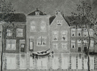Camille COMBE : Soir à Delft, Gravure originale signée