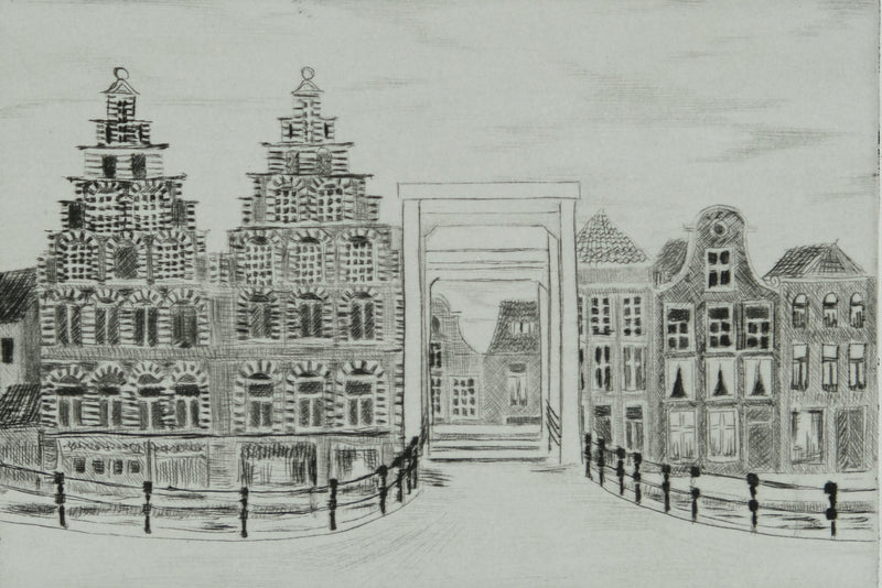 Camille COMBE : Haarlem, Gravure originale signée