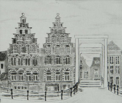 Camille COMBE : Haarlem, Gravure originale signée