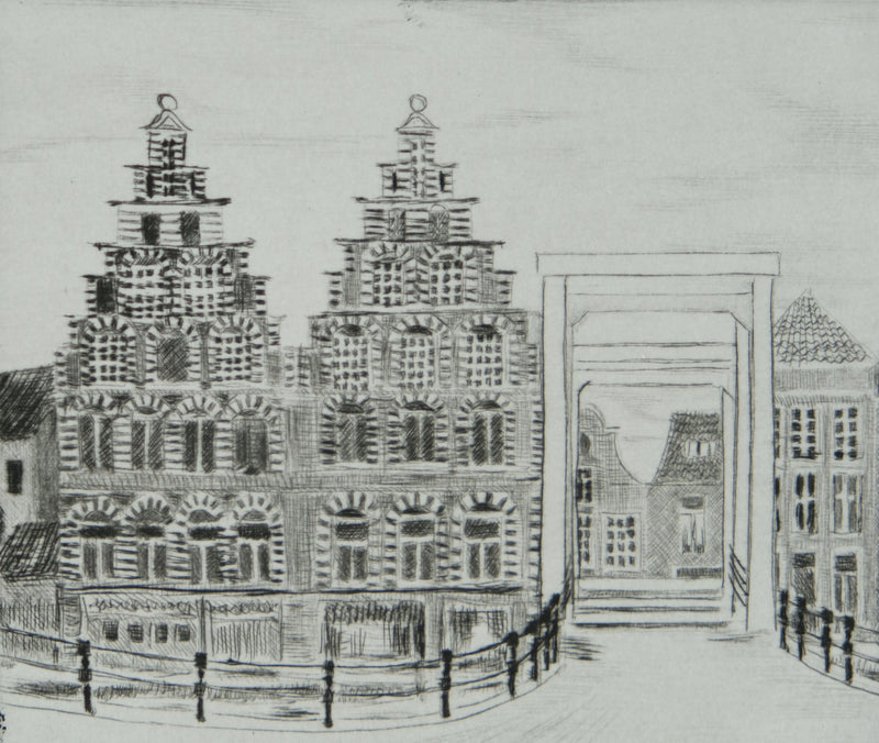 Camille COMBE : Haarlem, Gravure originale signée