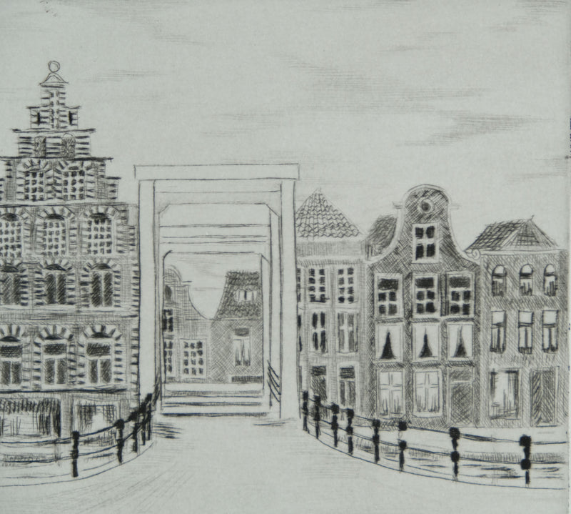 Camille COMBE : Haarlem, Gravure originale signée