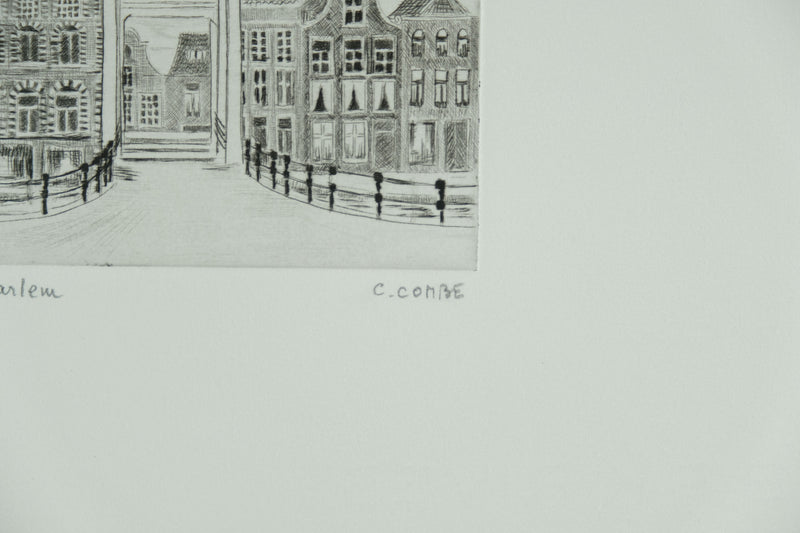 Camille COMBE : Haarlem, Gravure originale signée
