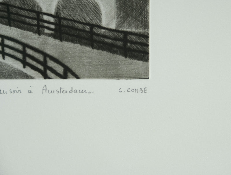 Camille COMBE : Un soir à Amsterdam, Gravure originale signée