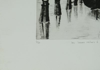 Camille COMBE : Les heures calmes à Spaarndam, Gravure originale signée