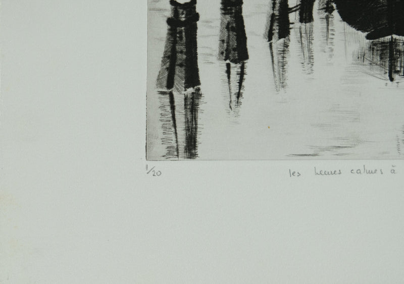 Camille COMBE : Les heures calmes à Spaarndam, Gravure originale signée