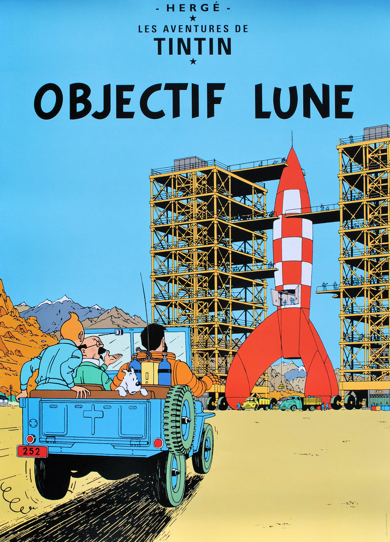  HERGE : Tintin - Objectif Lune, Affiche originale (vue générale) - Crédit photo : Galerie Art.Paris