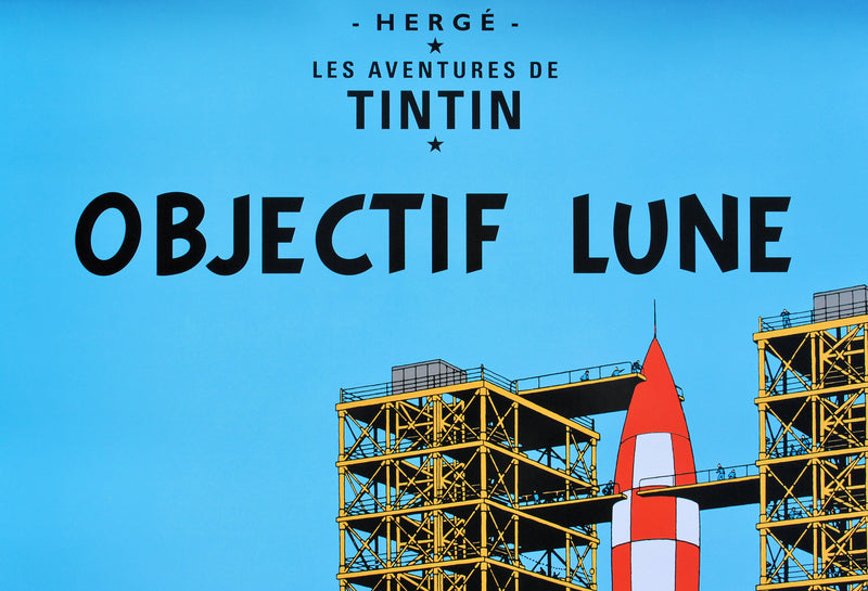  HERGE : Tintin - Objectif Lune, Affiche originale (photo de détail 3) - Crédit photo : Galerie Art.Paris