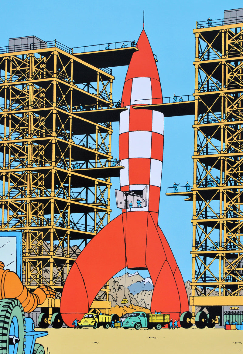  HERGE : Tintin - Objectif Lune, Affiche originale (photo de détail 4) - Crédit photo : Galerie Art.Paris