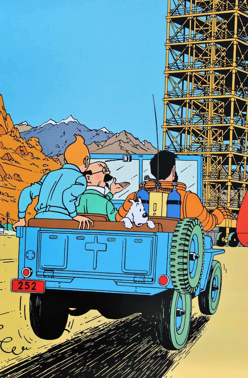  HERGE : Tintin - Objectif Lune, Affiche originale (photo de détail 5) - Crédit photo : Galerie Art.Paris