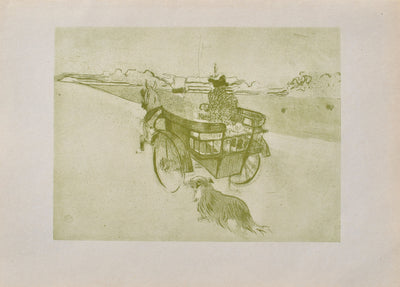 Henri DE TOULOUSE-LAUTREC : L'attelage et le chien, Gravure originale (vue générale) - Crédit photo : Galerie Art.Paris