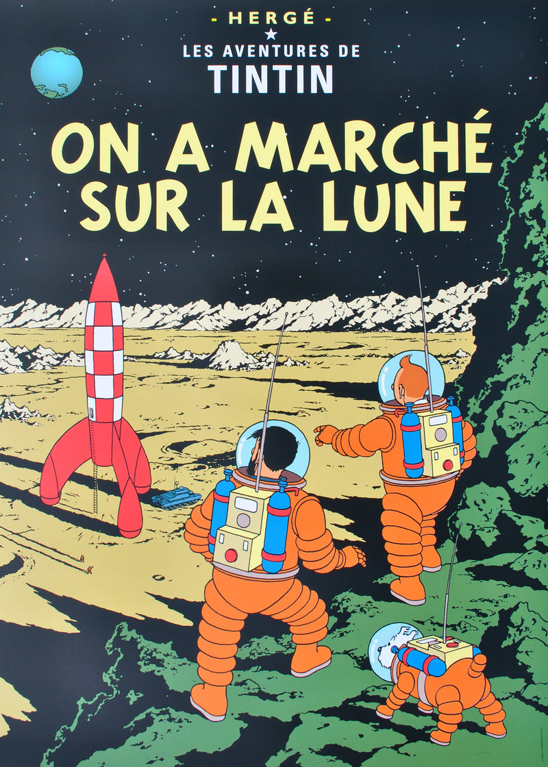  HERGE : Tintin - On a marché sur la lune, Affiche originale (vue générale) - Crédit photo : Galerie Art.Paris