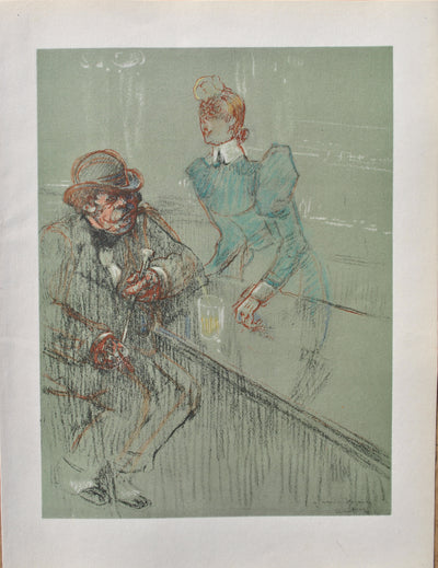 Henri DE TOULOUSE-LAUTREC : La barmaid, Gravure originale (vue générale) - Crédit photo : Galerie Art.Paris