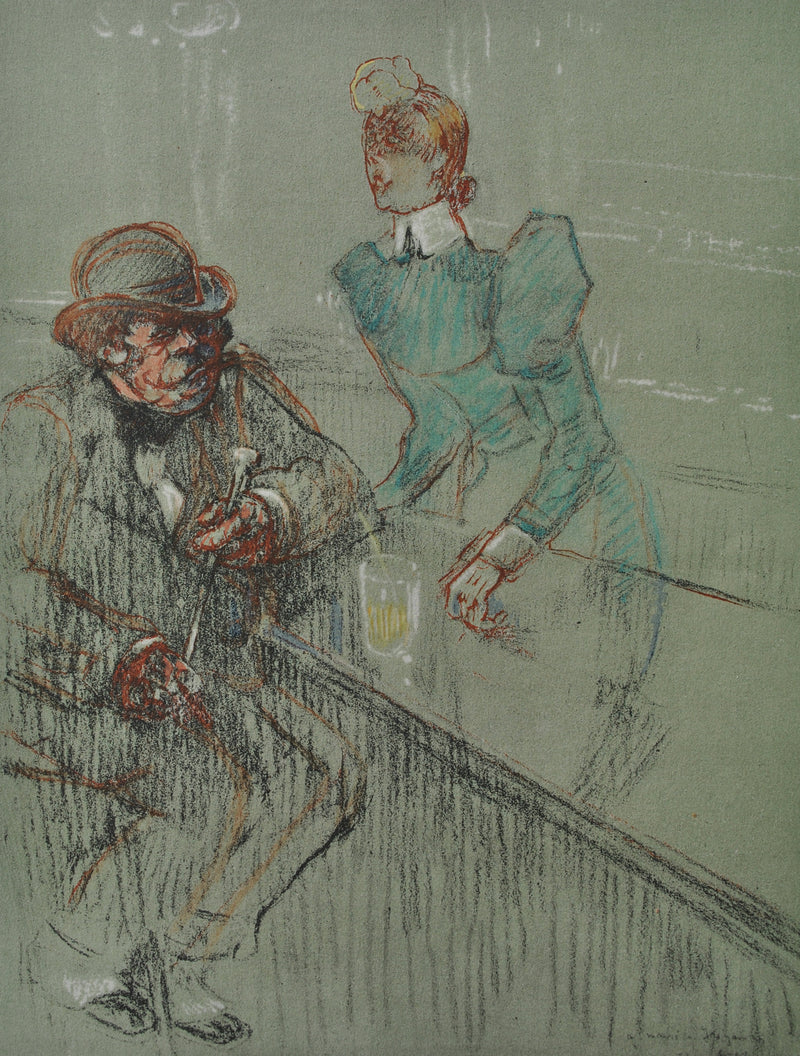 Henri DE TOULOUSE-LAUTREC : La barmaid, Gravure originale (photo de détail 2) - Crédit photo : Galerie Art.Paris