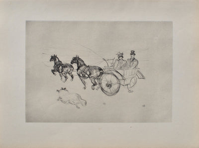 Henri DE TOULOUSE-LAUTREC : L'attelage et le chien, Gravure originale (vue générale) - Crédit photo : Galerie Art.Paris