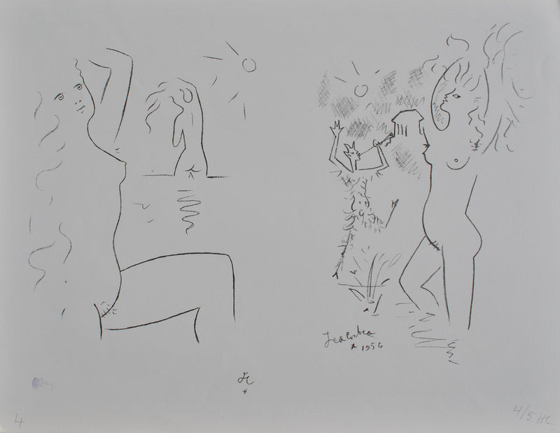 Jean COCTEAU : Fête à la plage, Lithographie originale (vue générale) - Crédit photo : Galerie Art.Paris