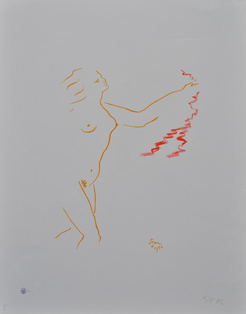 Jean COCTEAU : Déesse nue, Lithographie originale (vue générale) - Crédit photo : Galerie Art.Paris