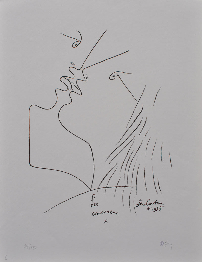 Jean COCTEAU : Les amoureux, Lithographie originale (vue générale) - Crédit photo : Galerie Art.Paris