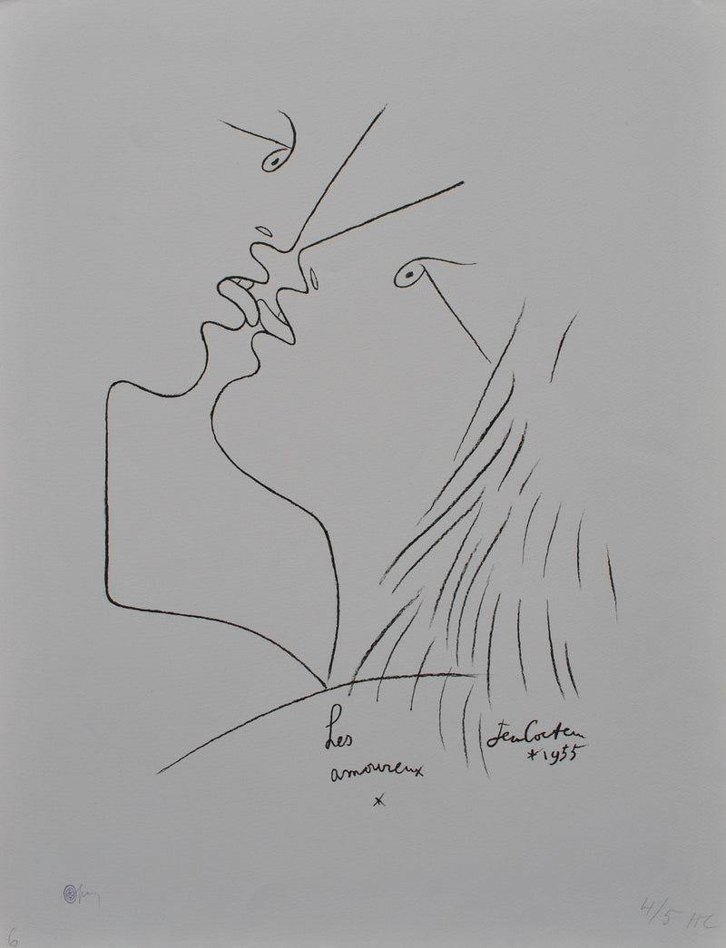 Jean COCTEAU : Les amoureux, Lithographie originale (vue générale) - Crédit photo : Galerie Art.Paris