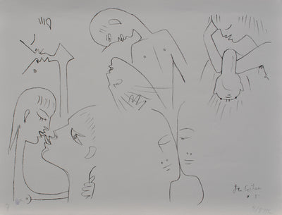 Jean COCTEAU : Le couple, Lithographie originale (vue générale) - Crédit photo : Galerie Art.Paris