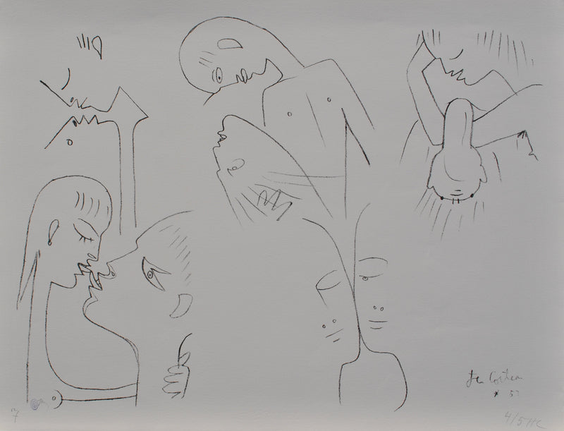 Jean COCTEAU : Le couple, Lithographie originale (vue générale) - Crédit photo : Galerie Art.Paris