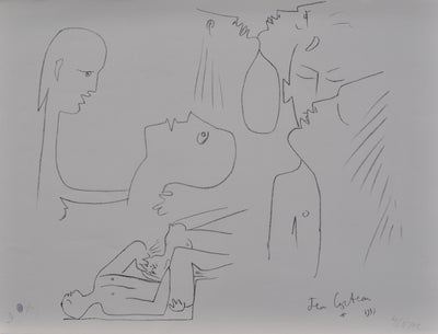 Jean COCTEAU : Le couple passionné, Lithographie originale (vue générale) - Crédit photo : Galerie Art.Paris