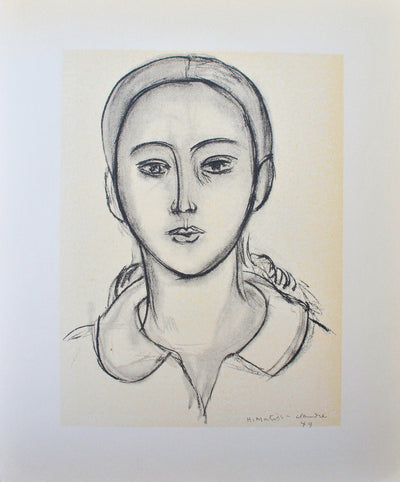 Henri MATISSE : Portrait d'écolière, Lithographie originale (vue générale) - Crédit photo : Galerie Art.Paris