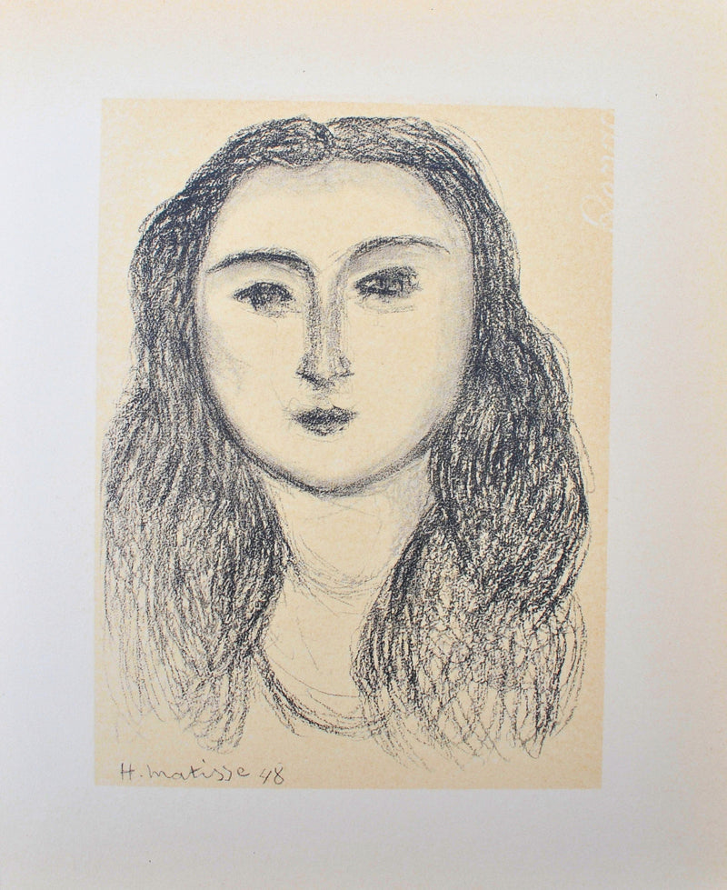 Henri MATISSE : Jolie femme aux cheveux longs, Lithographie originale (vue générale) - Crédit photo : Galerie Art.Paris