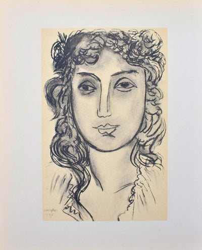 Henri MATISSE : Femme aux cheveux bouclés, Lithographie originale (vue générale) - Crédit photo : Galerie Art.Paris