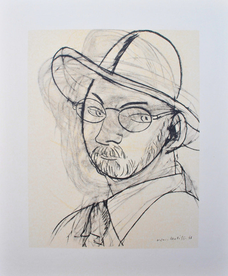 Henri MATISSE : Autoportrait au chapeau, Lithographie originale (vue générale) - Crédit photo : Galerie Art.Paris