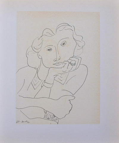 Henri MATISSE : Femme pensive, Lithographie originale (vue générale) - Crédit photo : Galerie Art.Paris