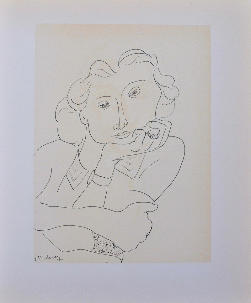 Henri MATISSE : Femme pensive, Lithographie originale (vue générale) - Crédit photo : Galerie Art.Paris