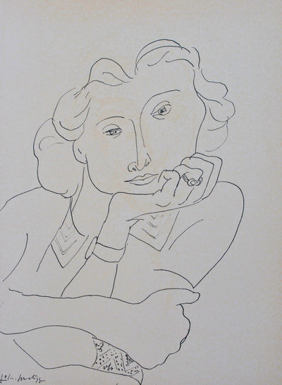 Henri MATISSE : Femme pensive, Lithographie originale (photo de détail 3) - Crédit photo : Galerie Art.Paris