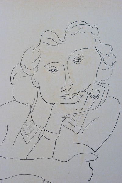 Henri MATISSE : Femme pensive, Lithographie originale (photo de détail 4) - Crédit photo : Galerie Art.Paris