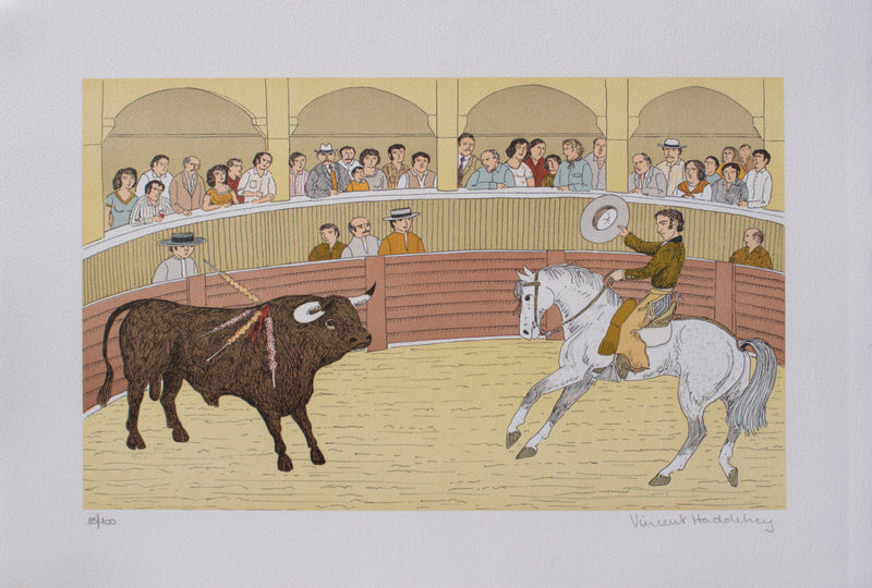 Vincent HADDELSEY : La Corrida, Lithographie originale (vue générale) - Crédit photo : Galerie Art.Paris